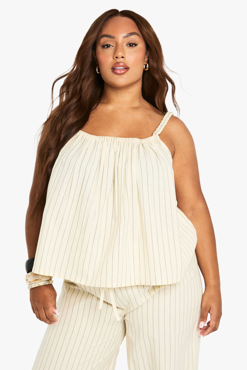 Plus Stripe Smock Cami Top
