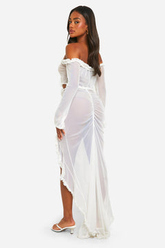 Ruffle Mesh Maxi Skirt