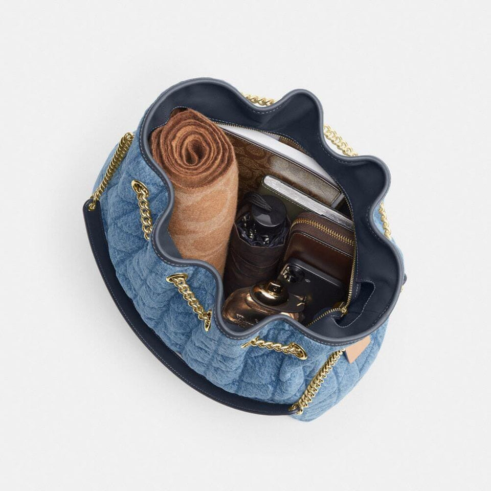 Evelyn Large Shoulder Bag In Regenerative Cotton With Quilting
