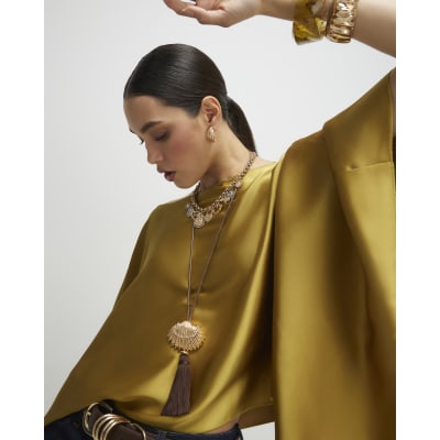 Green Satin Waterfall Cape
