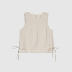 Beige Linen Blend Tank Top