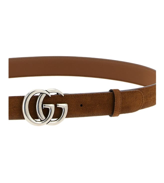 Brown Texture Logo Buckle Belt