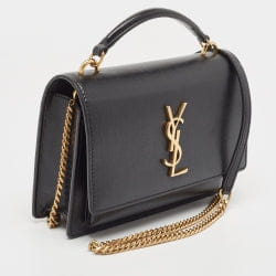 Saint Laurent Black Leather Sunset Top Handle Bag