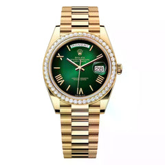 Rolex | Day-Date | 228348TBR-0045 | 40 mm | Yellow gold | Green | Automatic