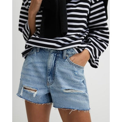 Light Blue Denim Ripped Shorts