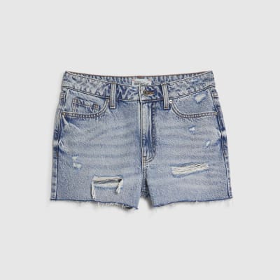 Light Blue Denim Ripped Shorts