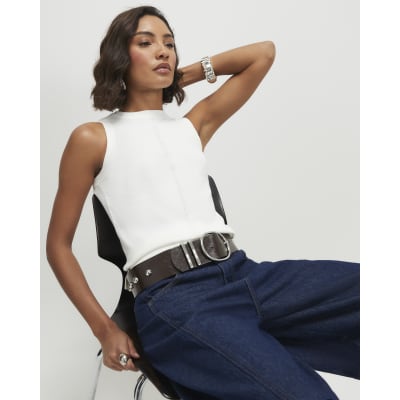 White Knitted Vest Top