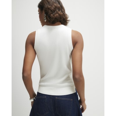 White Knitted Vest Top
