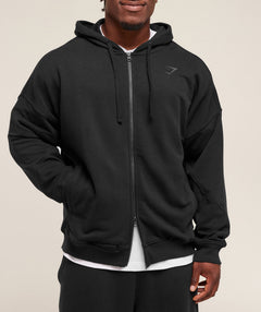 Gymshark Power Zip Up Hoodie - Black/Asphalt Grey