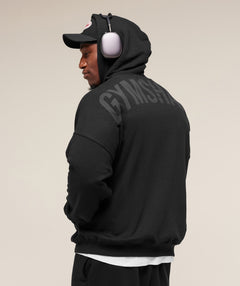 Gymshark Power Zip Up Hoodie - Black/Asphalt Grey