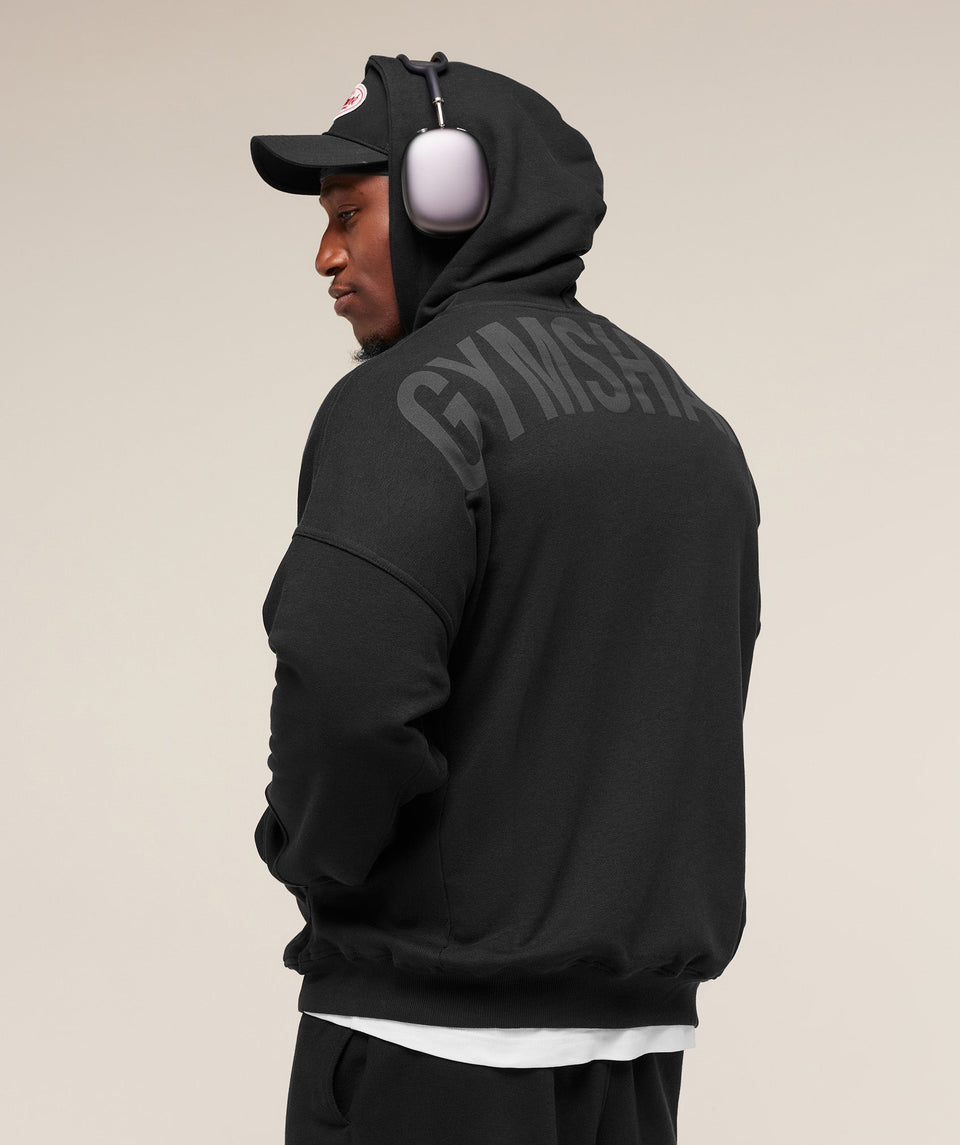 Gymshark Power Zip Up Hoodie - Black/Asphalt Grey