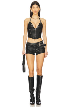 superdown Melisa Faux Leather Short in Black