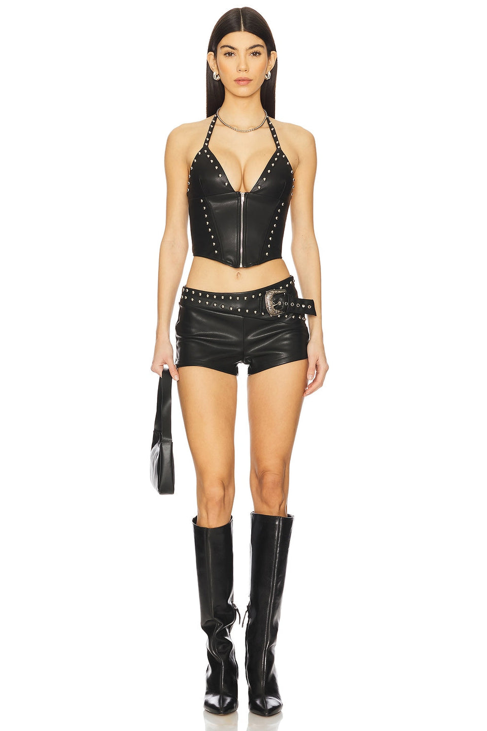 superdown Melisa Faux Leather Short in Black