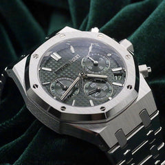 Audemars Piguet MINT COMPLETE SET Royal Oak Selfwinding Green Dial Stainless Steel Bracelet 26240 ST
