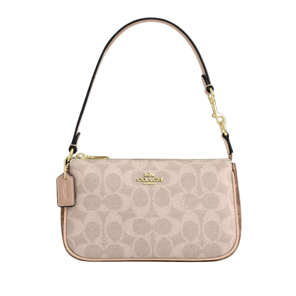 COACH Nolita 19 In Blocked Signature Canvas Gold/Sand/Tan