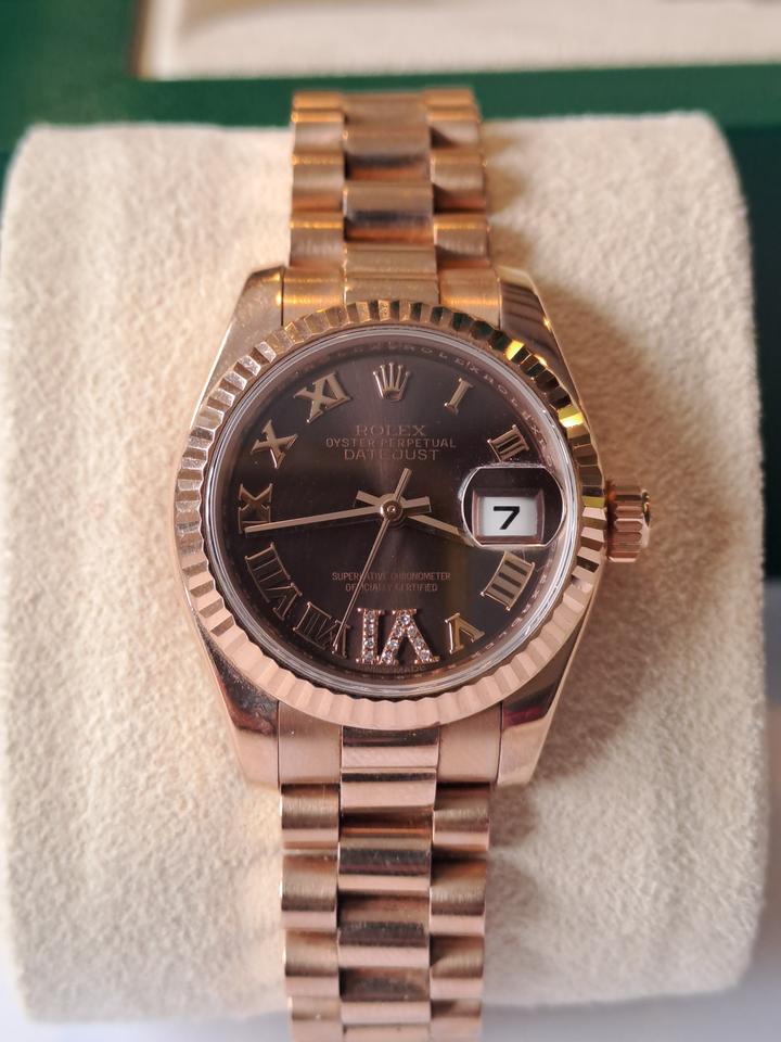 Rolex | Datejust | 179175 | Rose gold | 26 mm | Rose gold | Brown | Automatic
