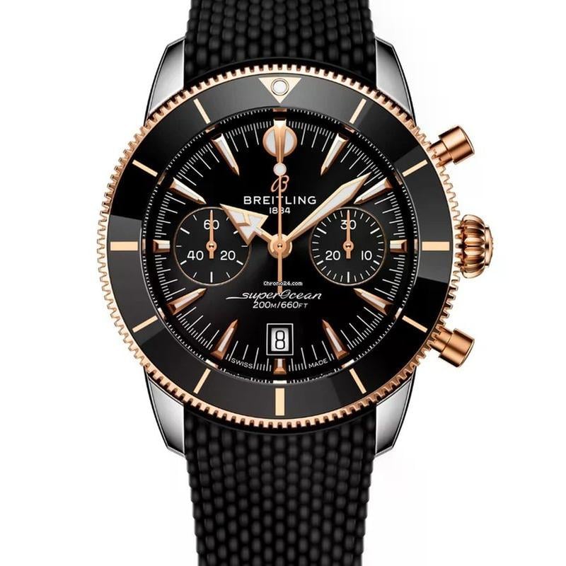 Breitling Ocean Culture Series B01 Chronograph Watch 42mm UB0156 H11 B1 S1 Red Gold / Blk bezel