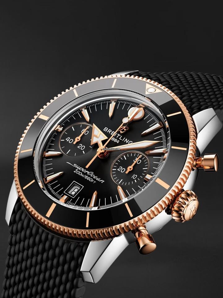 Breitling Ocean Culture Series B01 Chronograph Watch 42mm UB0156 H11 B1 S1 Red Gold / Blk bezel