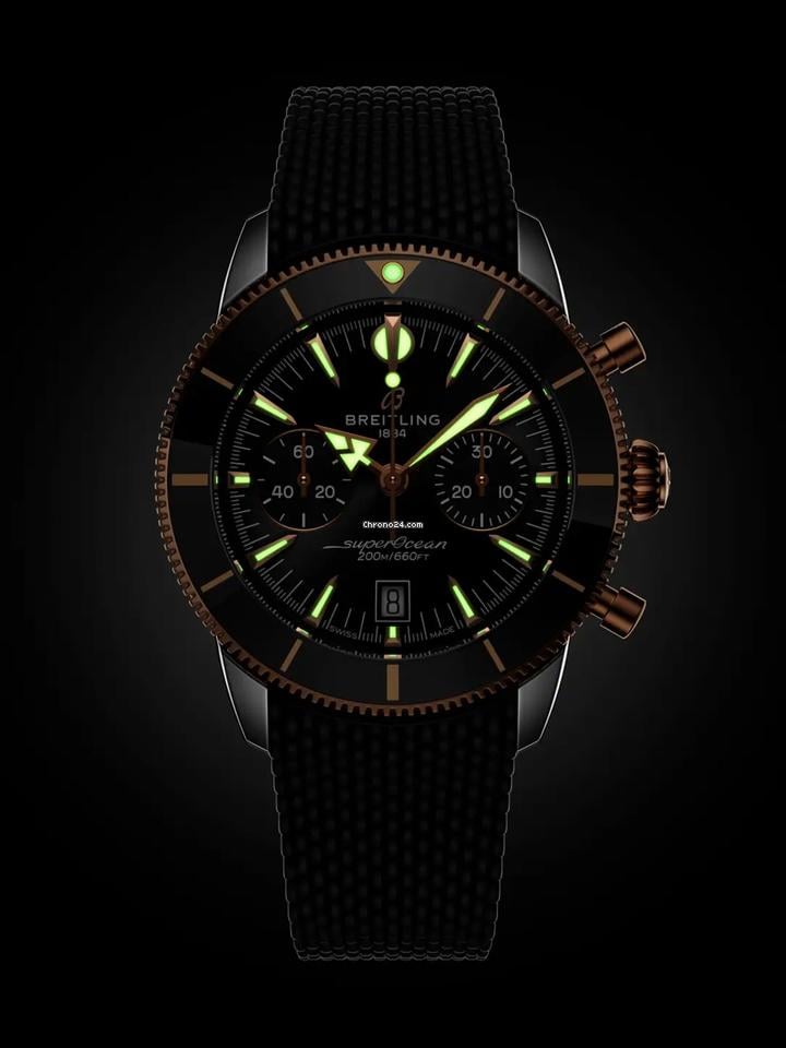 Breitling Ocean Culture Series B01 Chronograph Watch 42mm UB0156 H11 B1 S1 Red Gold / Blk bezel