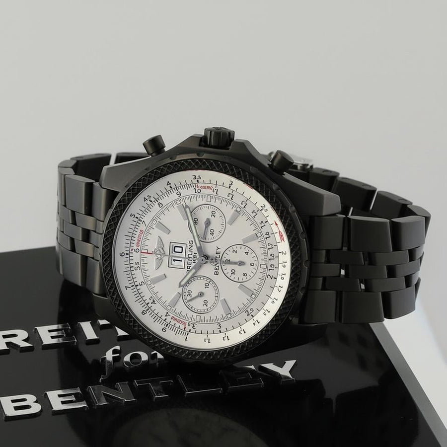 Breitling Bentley 6.75 Motors 6.75 Speed Sport 'Silver Storm' Black Steel Bespoke Special Edition A44362 Full Set - Bespoke Pure Black Physical Vapor Deposition Rare