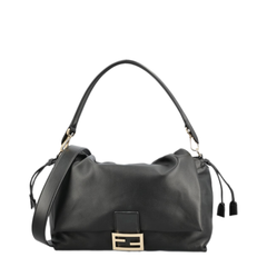 Fendi Baguette Soft Large Lamb Leather Shoulder Bag - Black