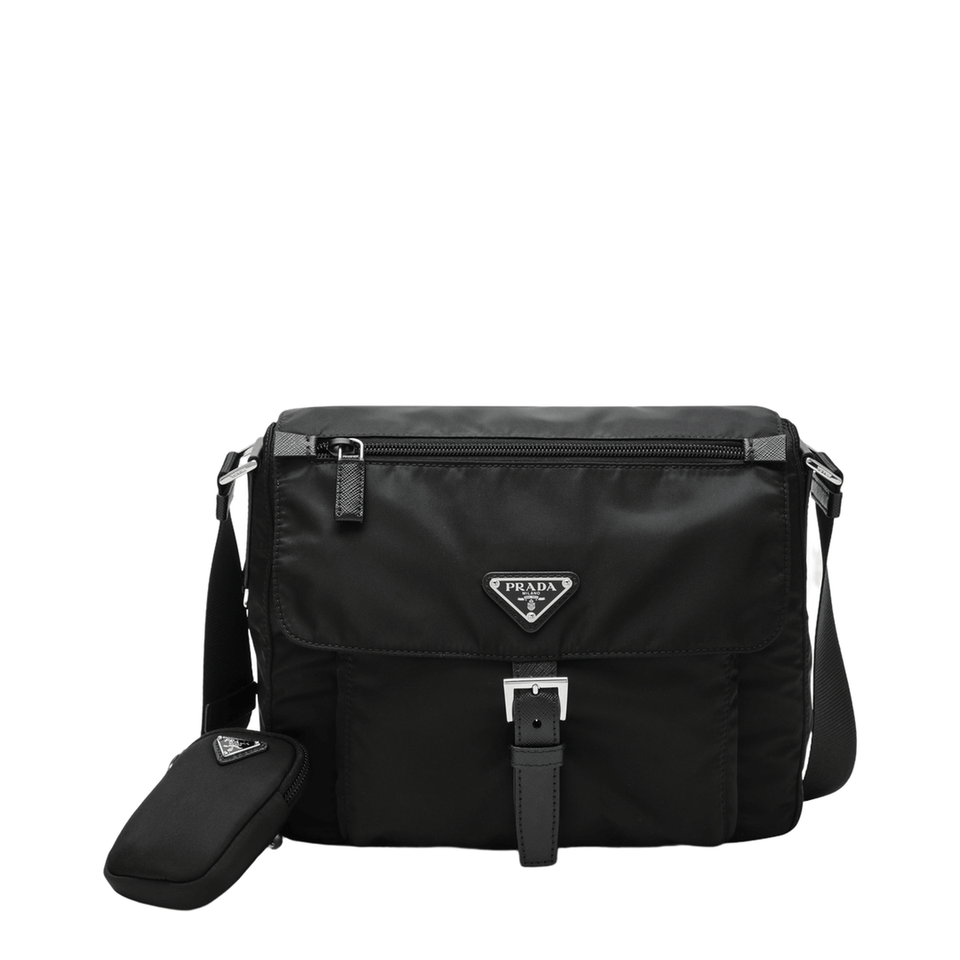 Re-Nylon Recycled Polyamide Shoulder Bag - Nero