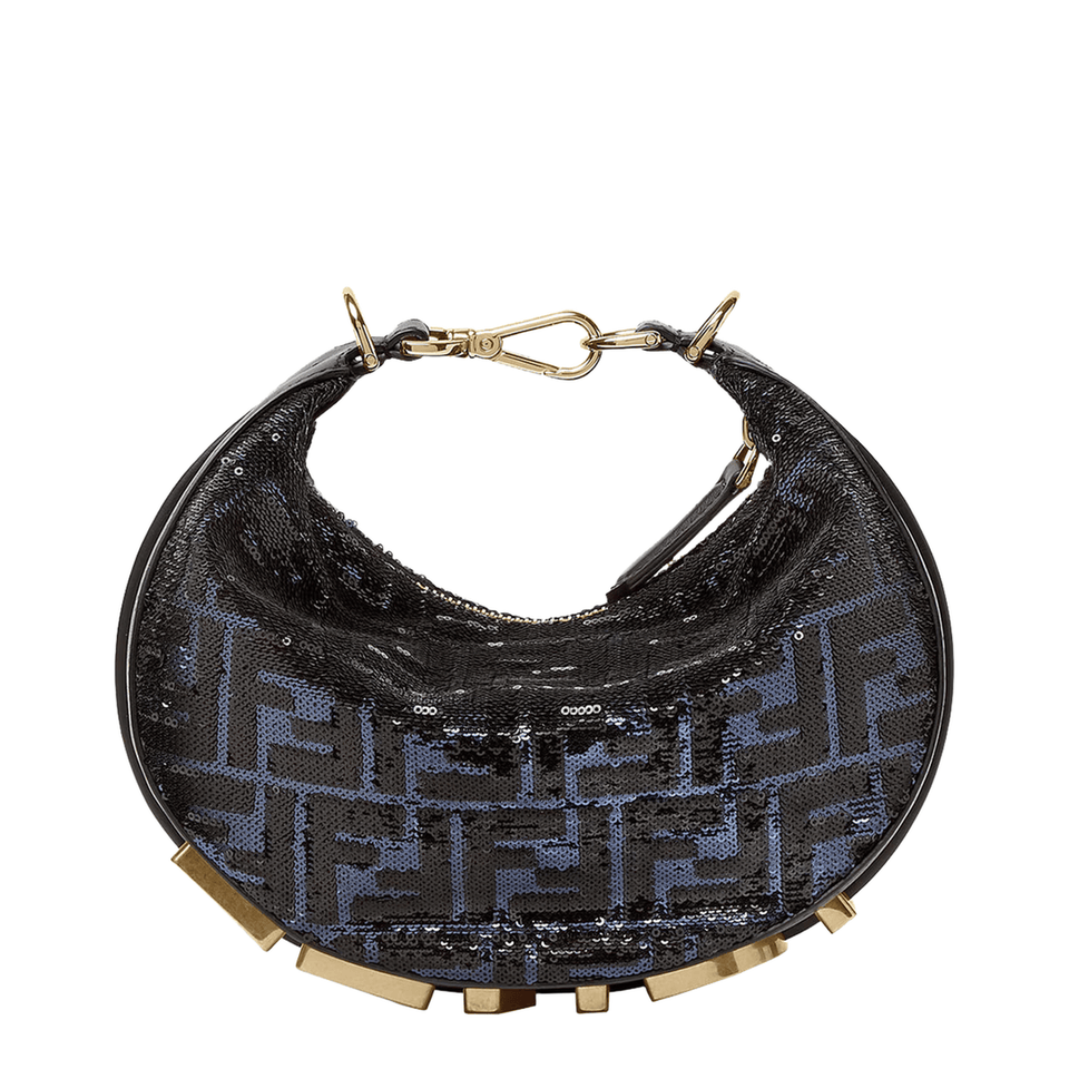 Fendigraphy Mini Sequin Hobo Bag - Blue and Black