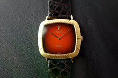 Rolex | Cellini | 4084 | Yellow gold | 30 x 28 mm | Leather | Red