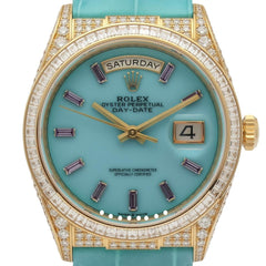Rolex | Day-Date | 128458tbr | Yellow gold | 36 mm | Blue | Automatic