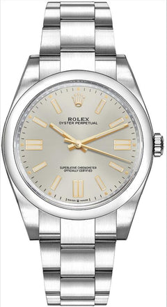 Rolex Oyster Perpetual Silver Dial Gold Accent 36mm Stainless Steel Women's Watch 126000-0001 Full Complete Set