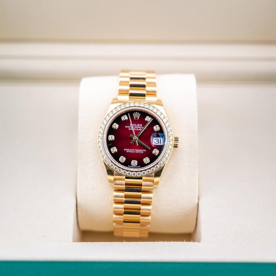 Rolex | Datejust | 278288RBR | Yellow gold | 31 mm | Yellow gold | Red | Automatic