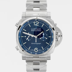 Panerai Luminor Chrono Pam01110 Blue dial meets Italian flair in 44mm steel MINT