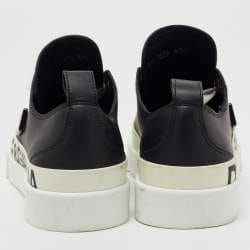 Dolce & Gabbana Black/White Leather Portofino Low Top Sneakers