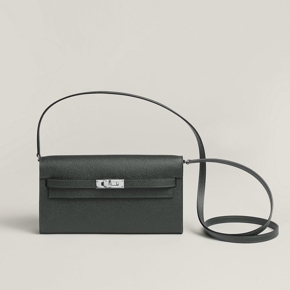 Hermes Kelly Classique To Go Wallet Gris Tain