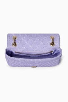 Medium GG Marmont Shoulder Bag in Chevron Denim