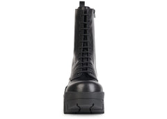 Balenciaga Bulldozer Laceup Boot Black Calfskin