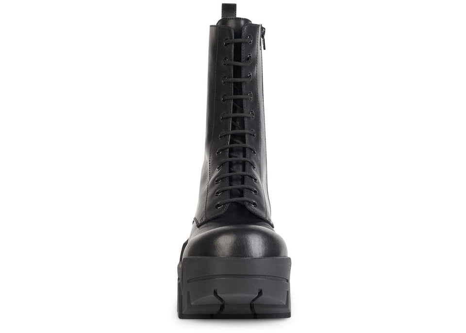 Balenciaga Bulldozer Laceup Boot Black Calfskin