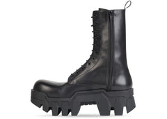 Balenciaga Bulldozer Laceup Boot Black Calfskin