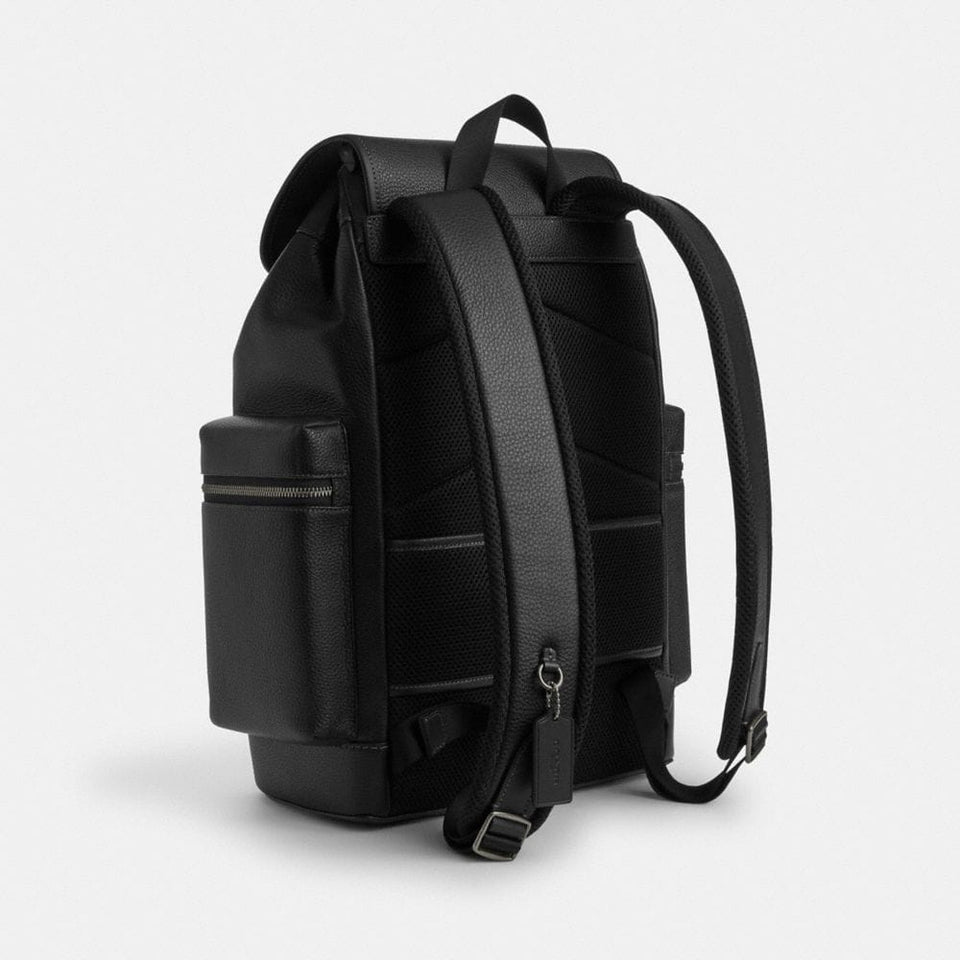 Coach Sprint Backpack Pebbled Leather-Black Copper Finish-Black-Black