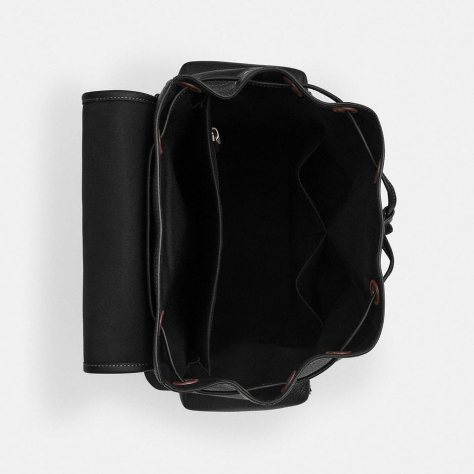 Coach Sprint Backpack Pebbled Leather-Black Copper Finish-Black-Black
