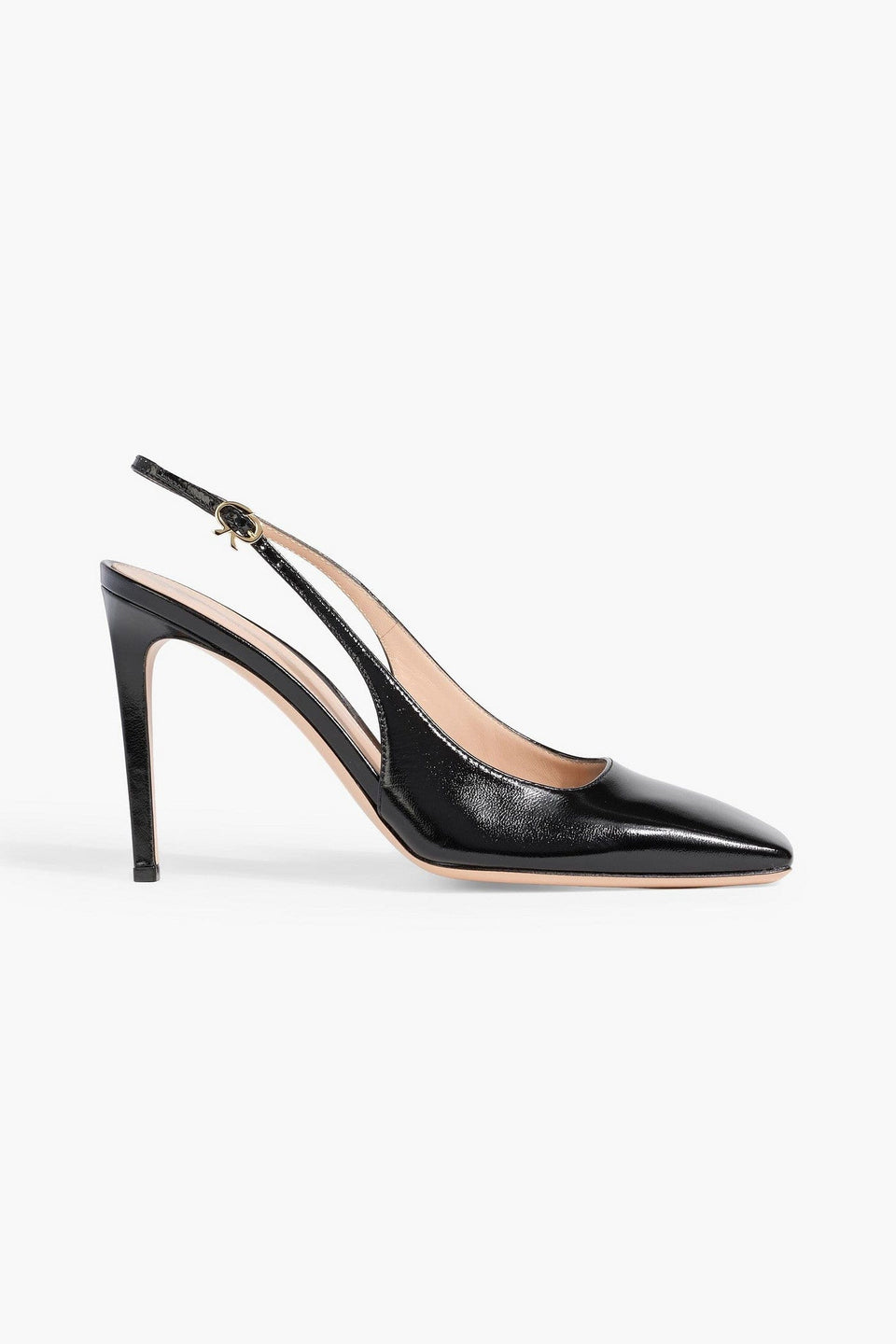 Gianvito Rossi Christina Glossed-Leather Slingback Pumps Black Women's