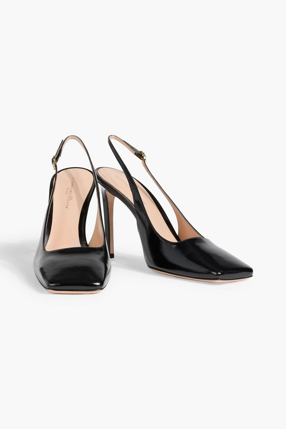 Gianvito Rossi Christina Glossed-Leather Slingback Pumps Black Women's