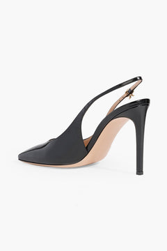 Gianvito Rossi Christina Glossed-Leather Slingback Pumps Black Women's