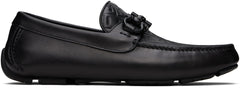 Ferragamo Black Gancini Ornament Driver Loafers