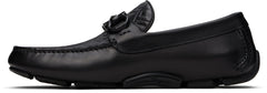 Ferragamo Black Gancini Ornament Driver Loafers