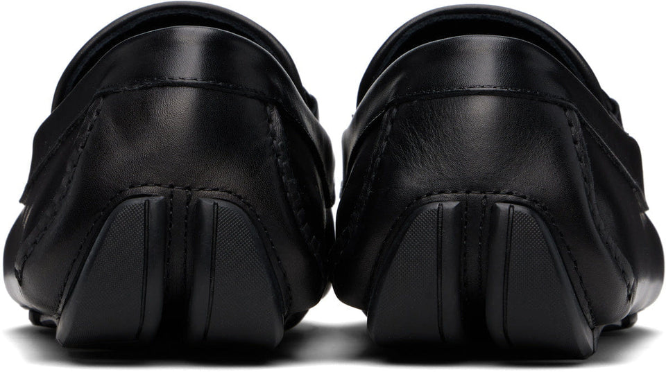 Ferragamo Black Gancini Ornament Driver Loafers