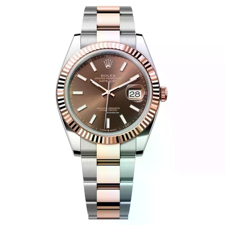 Rolex Datejust41mm Oyster 126331-0001 Stainless Steel & Rose Gold Watch Chocolate Index Dial