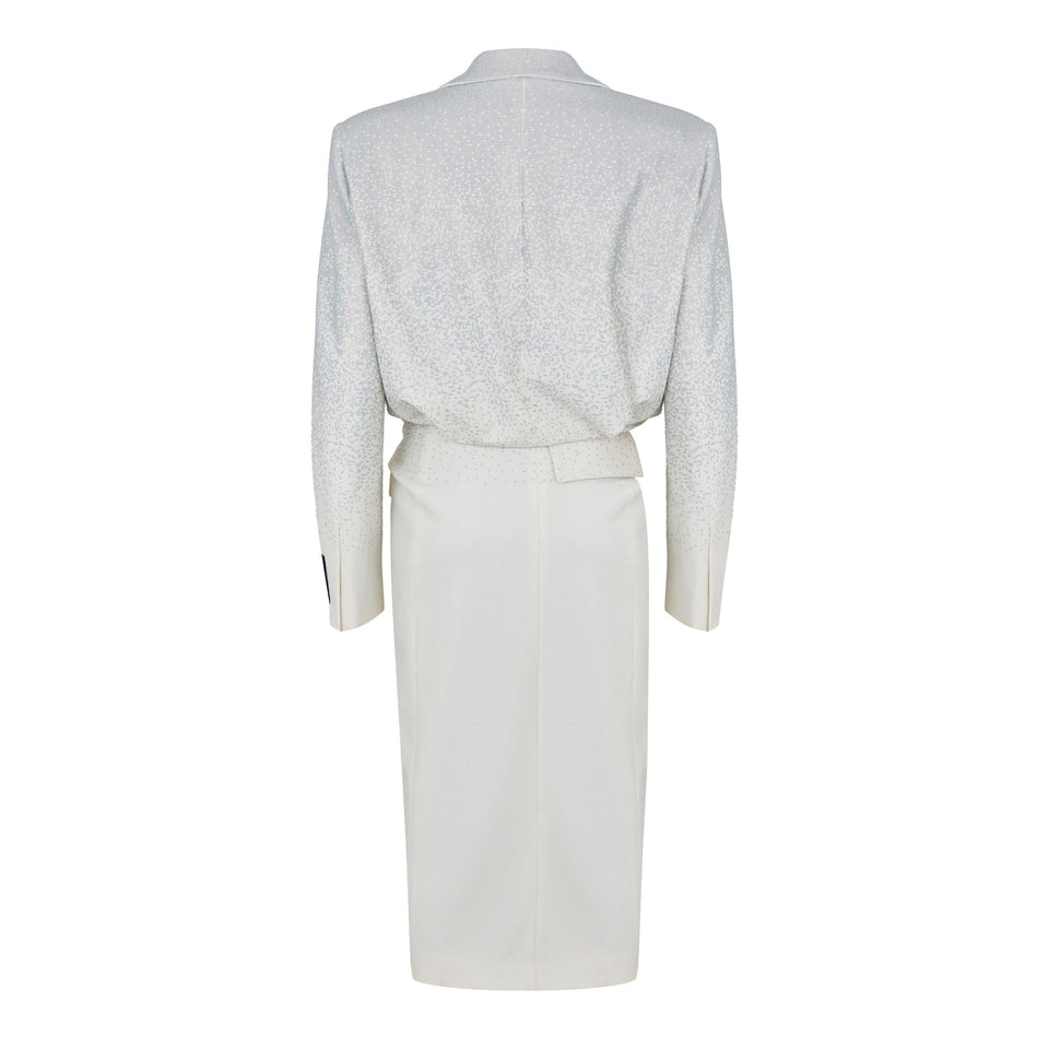 - Padded Shoulder A Line Dress
