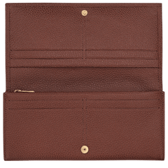 Longchamp Le Foulonné Long continental wallet Coffee