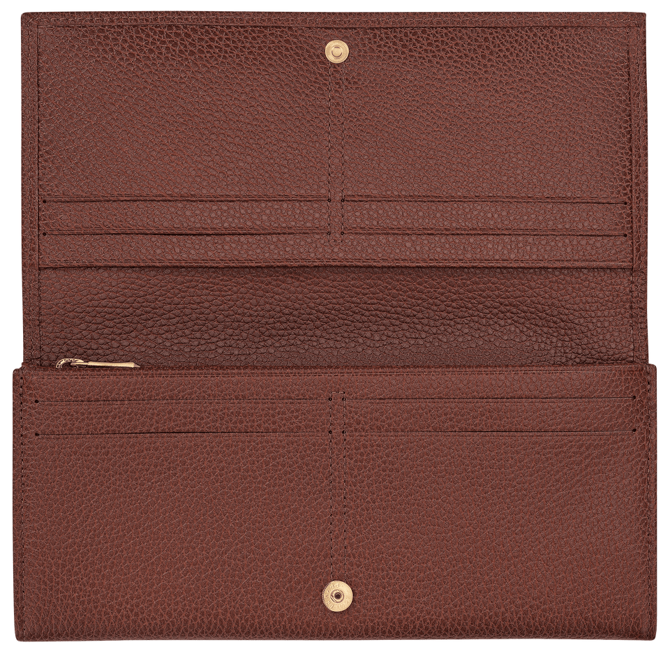 Longchamp Le Foulonné Long continental wallet Coffee